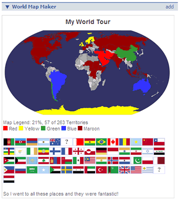 World Map Maker. Colorful maps for your web pages, facebook, travelblogs.