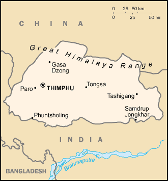 Bhutan map Bhutan map
