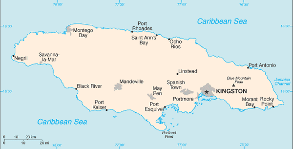 Jamaica map