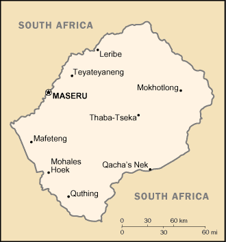 Lesotho map Lesotho map