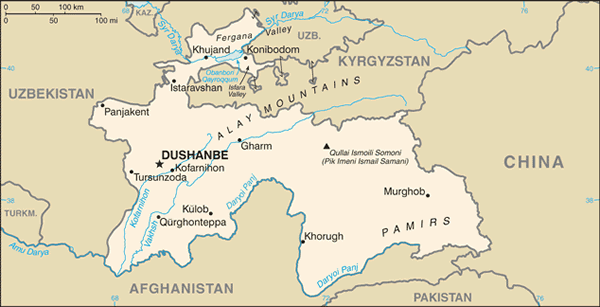 Tajikistan map