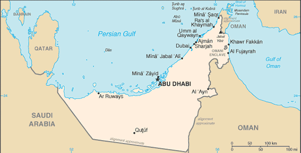 United Arab Emirates map United Arab Emirates map