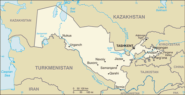 Uzbekistan map