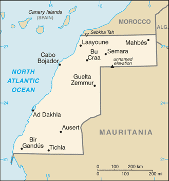 Western Sahara map Western Sahara map